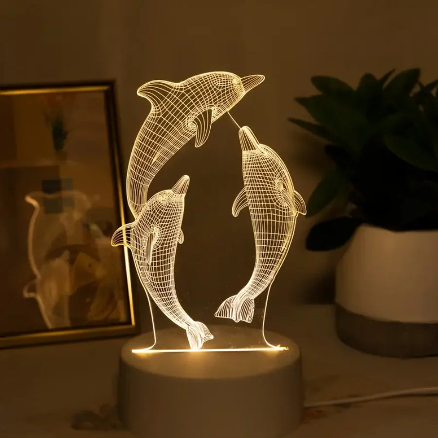 Luminária 3d de golfinhos