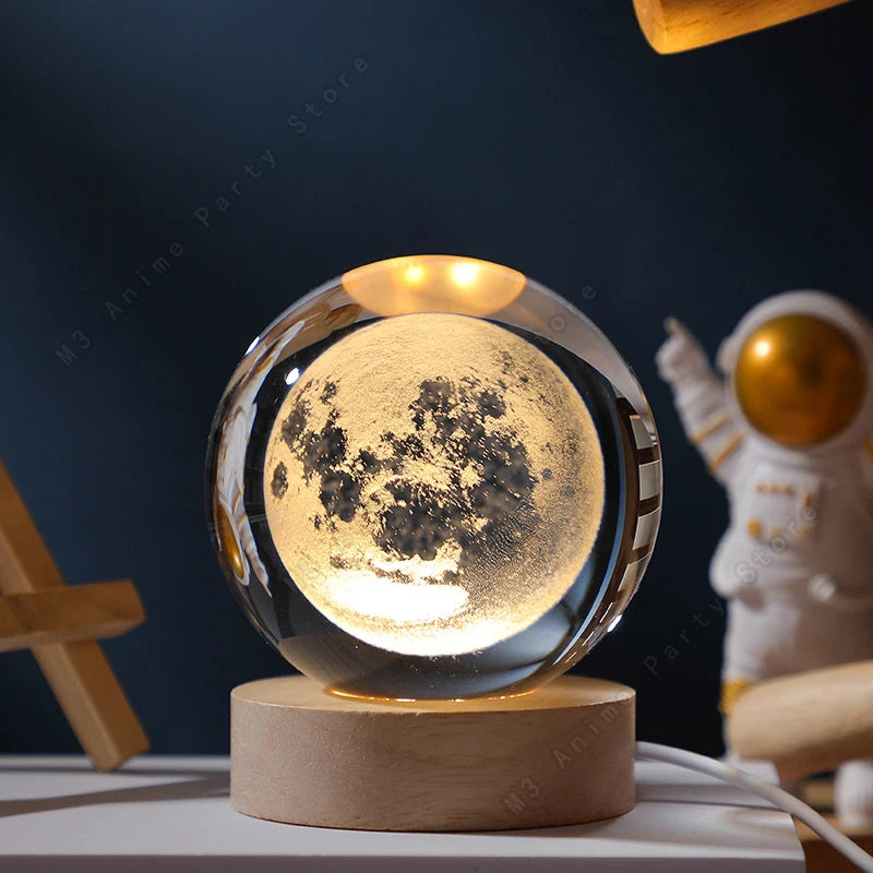 Luminária de cristal em formato de planetas 3D