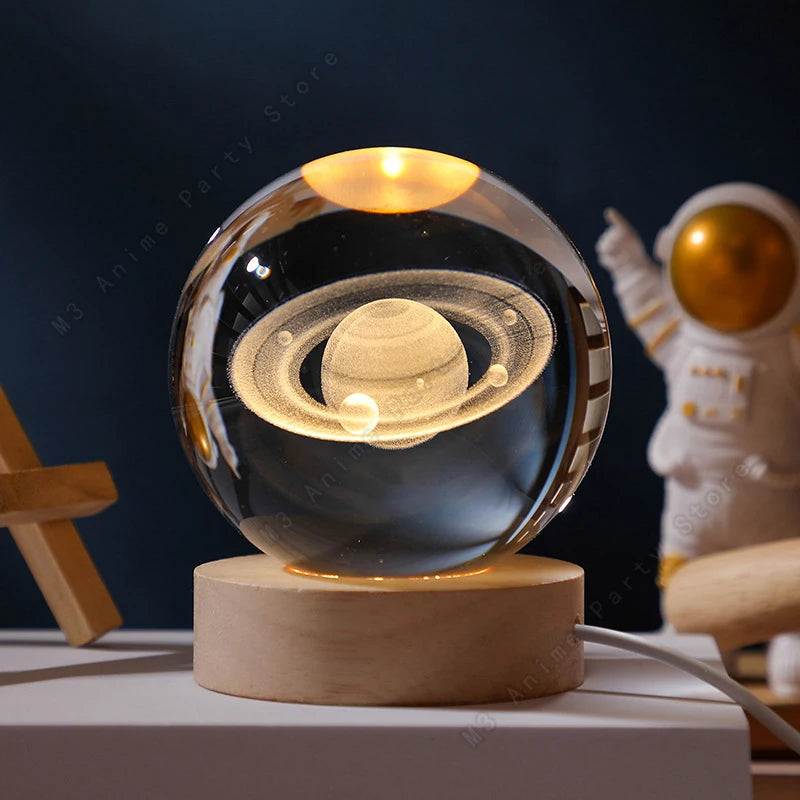 Luminária de cristal em formato de planetas 3D