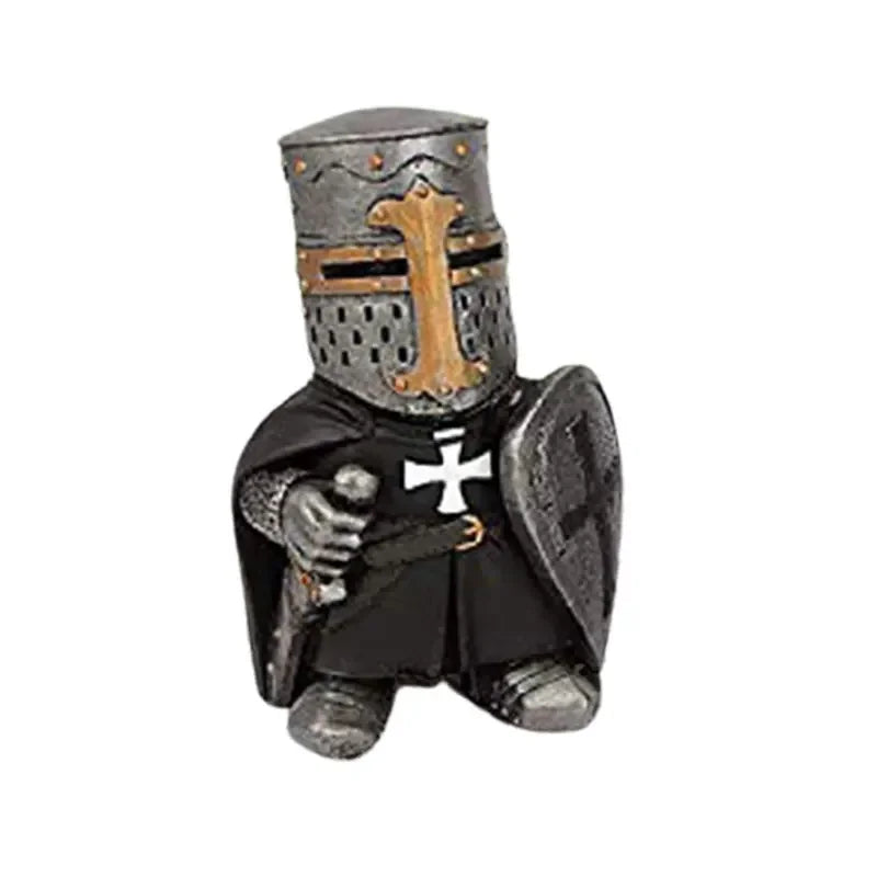 Knight Gnomes Garden Statue Guard Cross Templar Dwarf Guard Armor Samurai Miniature European Knight Resin Garden Decoration 2024