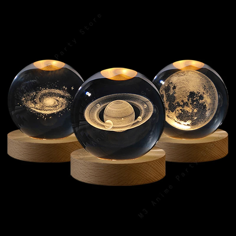 Luminária de cristal em formato de planetas 3D