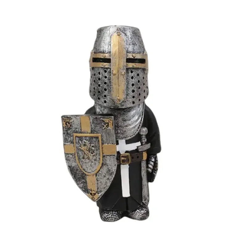 Knight Gnomes Garden Statue Guard Cross Templar Dwarf Guard Armor Samurai Miniature European Knight Resin Garden Decoration 2024