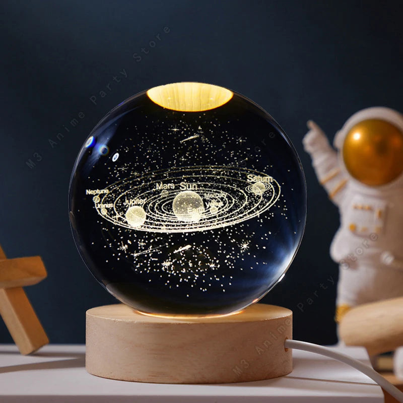 Luminária de cristal em formato de planetas 3D
