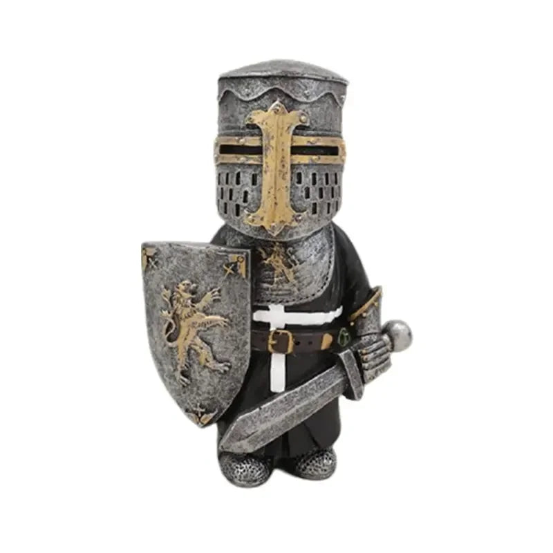 Knight Gnomes Garden Statue Guard Cross Templar Dwarf Guard Armor Samurai Miniature European Knight Resin Garden Decoration 2024